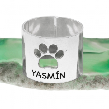 Anillo ancho huella con nombre personalizado