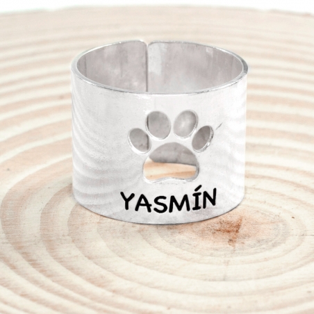 Anillo ancho huella con nombre personalizado