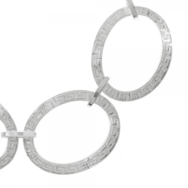 Pulsera eslabón círculo labrado griego Plata de...