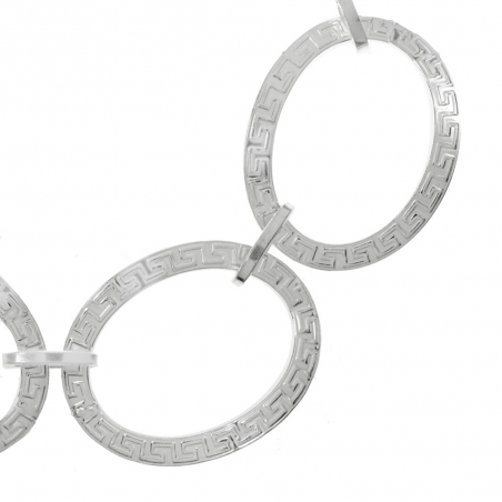 Pulsera eslabón círculo labrado griego Plata de Ley