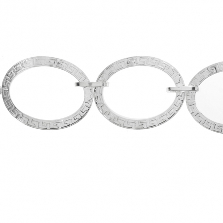 Pulsera eslabón círculo labrado griego Plata de Ley