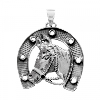 Colgante gran herradura con caballo