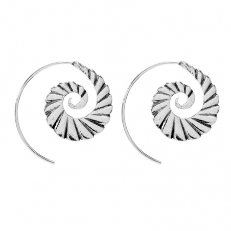 Pendientes espiral étnicos Plata de Ley