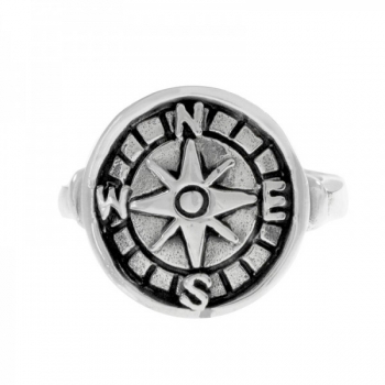 Anillo Rosa de los Vientos de plata vieja