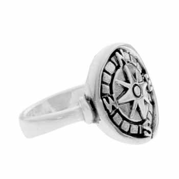 Anillo Rosa de los Vientos de plata vieja 2