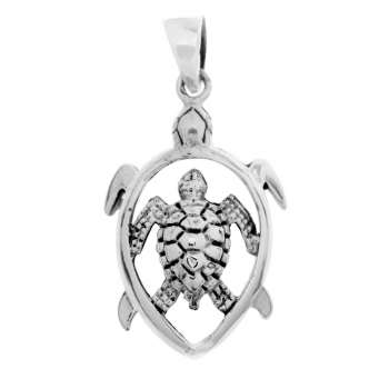 Colgante Tortuga doble Plata de Ley