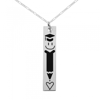 Colgante PROFE vertical Plata de Ley