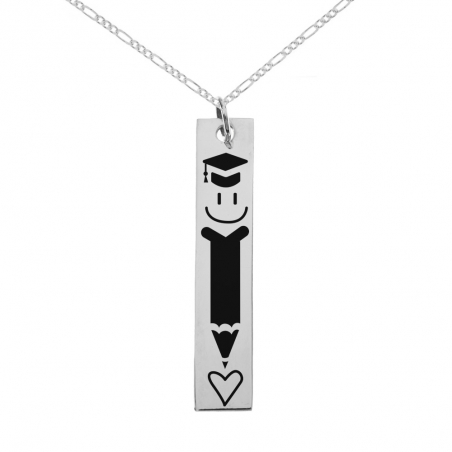 Colgante PROFE vertical Plata de Ley