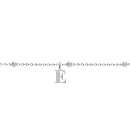 Tobillera con letra inicial Plata de Ley