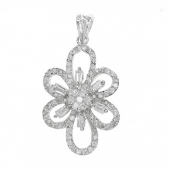 Colgante flor de circonitas Plata de Ley