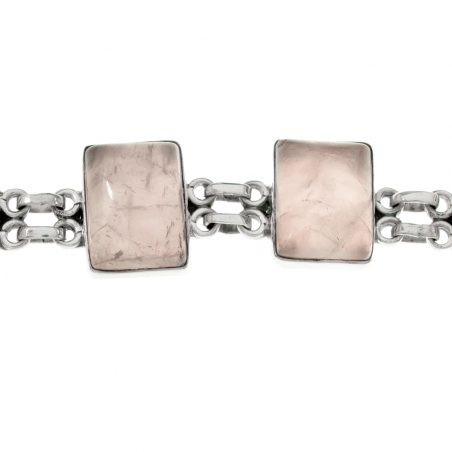 Pulsera rectángulos cuarzo rosa