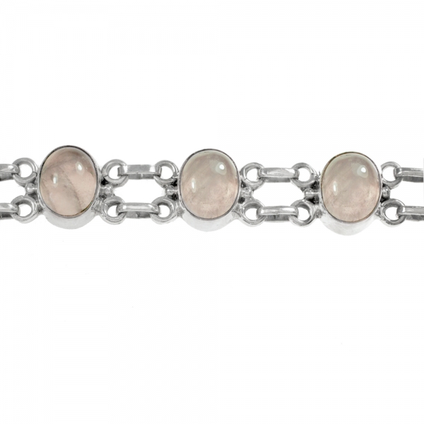 Pulsera cuarzo rosa Plata de Ley