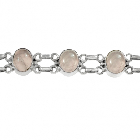 Pulsera cuarzo rosa Plata de Ley