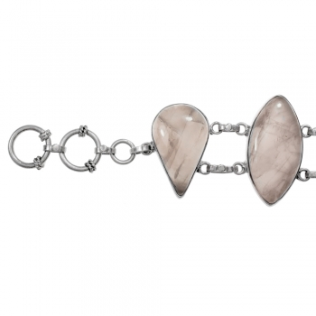 Brazalete cuarzo rosa XL Plata de Ley 2
