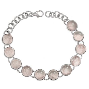 Pulsera cuarzo rosa Plata de Ley