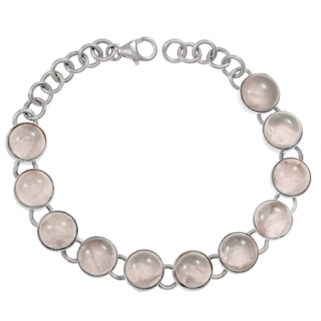 Pulsera cuarzo rosa Plata de Ley