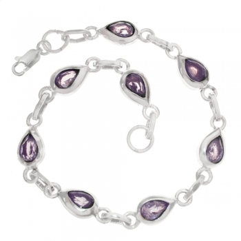 Pulsera gotas amatista Plata de Ley