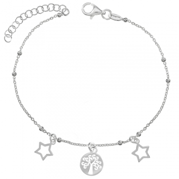 Pulsera estrellas y árbol Plata de Ley
