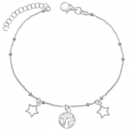 Pulsera estrellas y árbol Plata de Ley