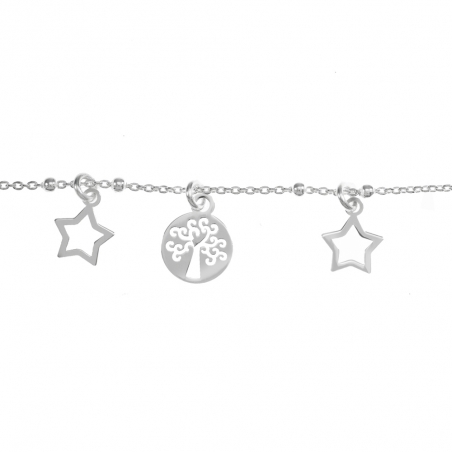 Pulsera estrellas y árbol Plata de Ley