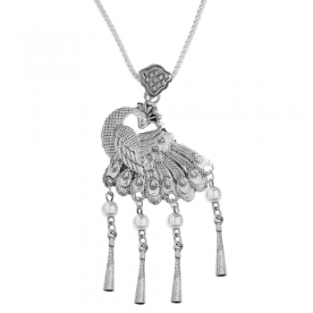 Collar Pavo Real XXL Plata de Ley