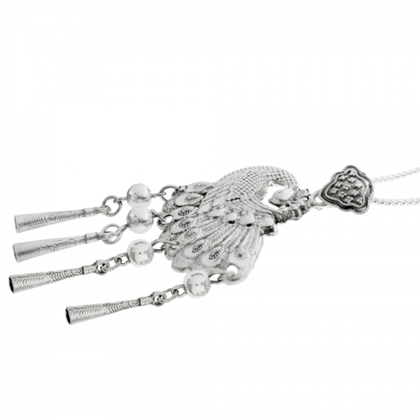 Collar Pavo Real XXL Plata de Ley