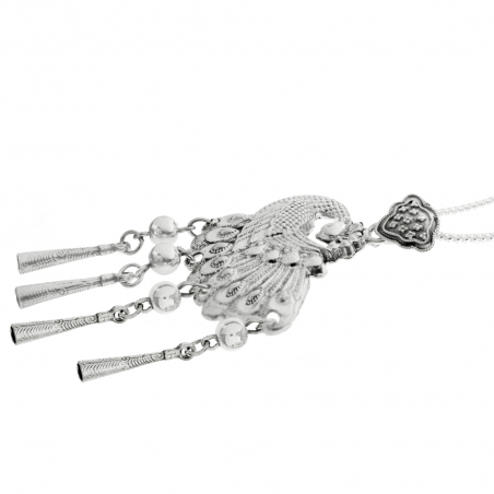 Collar Pavo Real XXL Plata de Ley