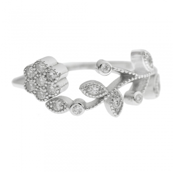 Anillo flores con circonitas