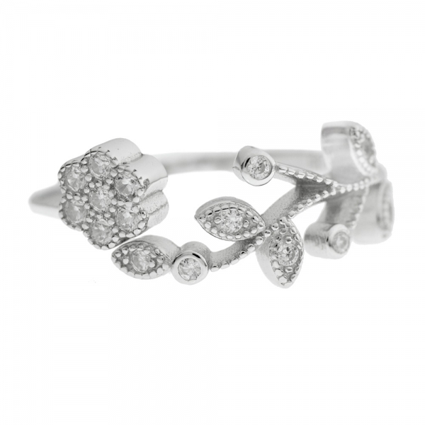 Anillo flores con circonitas