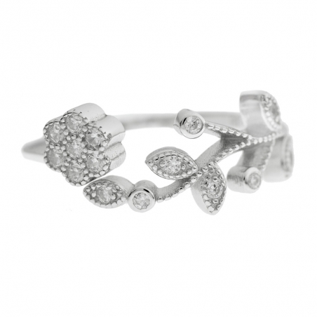 Anillo flores con circonitas