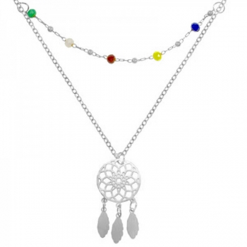 Collar doble con atrapa sueños acero