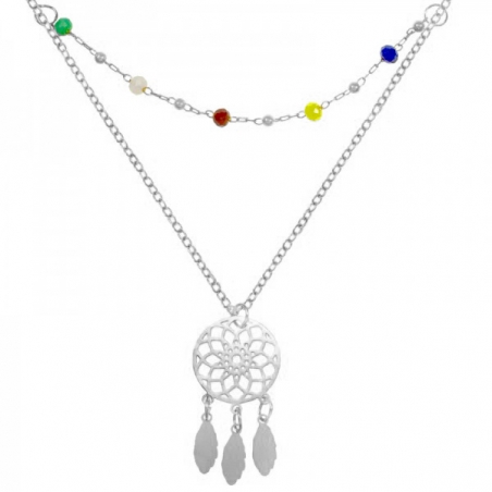 Collar doble con atrapa sueños acero