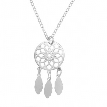 Collar doble con atrapa sueños acero 2