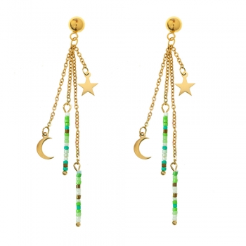 Pendientes largos lunas & abalorios