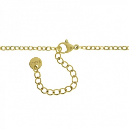 Collar ojo y cristales acero dorado