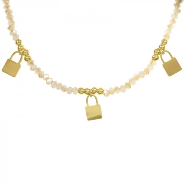 Collar candados acero dorado