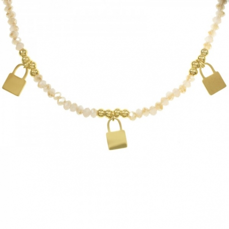 Collar candados acero dorado