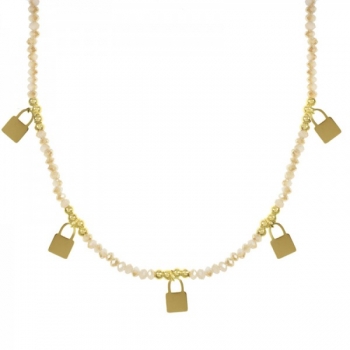 Collar candados acero dorado