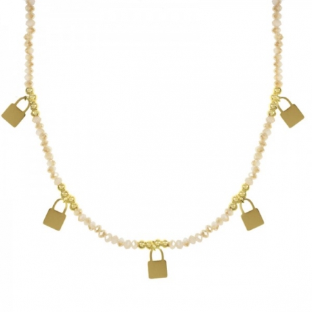 Collar candados acero dorado