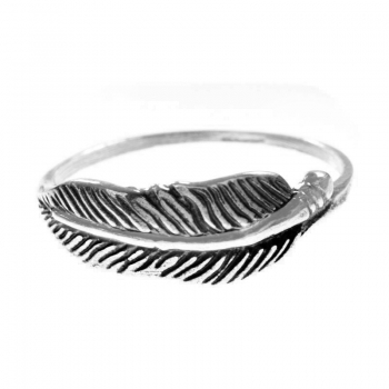 Anillo pluma de plata vieja