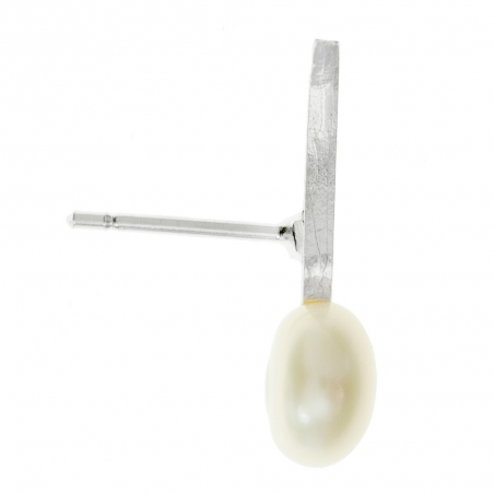 Pendientes perla y hoja Plata de Ley