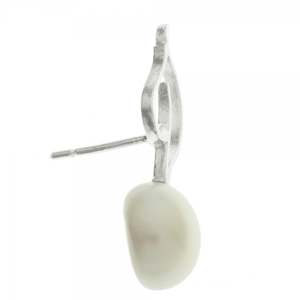 Pendientes perla y hoja Plata de Ley