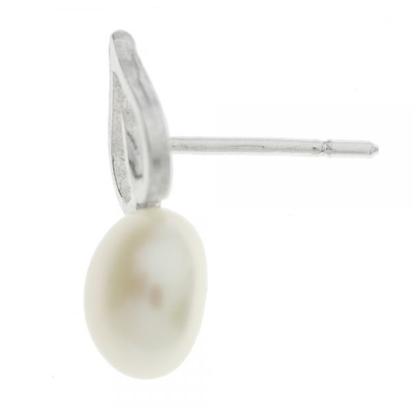 Pendientes perla y hoja Plata de Ley