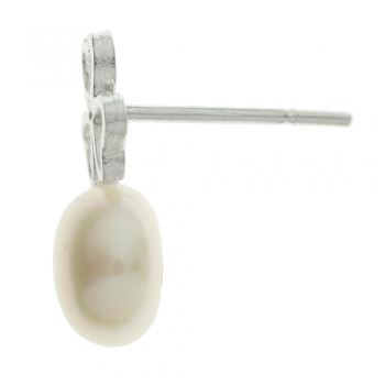 Pendientes perla y flor Plata de Ley 2