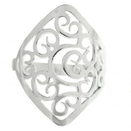 Anillo rombo arabesco Plata de Ley