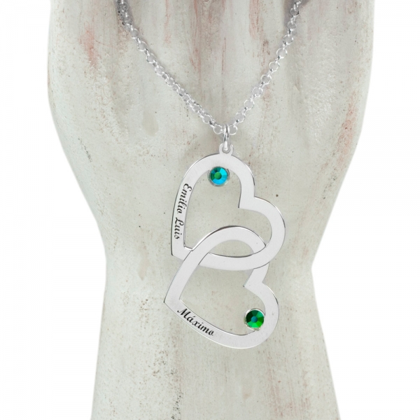 Collar doble corazón personalizado