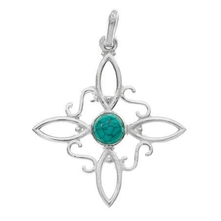 Colgante Nudo de Bruja con piedra turquesa