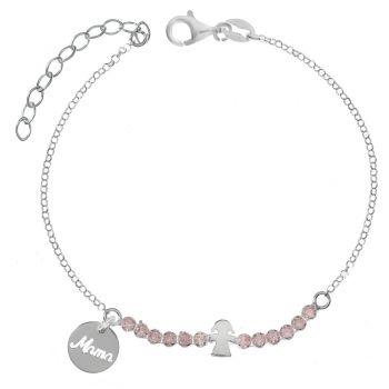 Pulsera Mamá con circonitas rosas