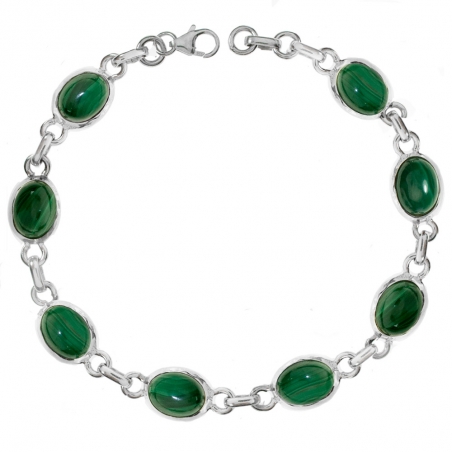 Pulsera de malaquita Plata de Ley