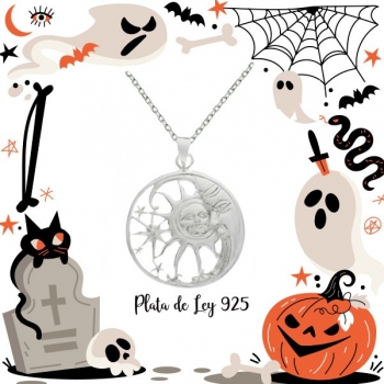 Colgante sol y luna Plata de Ley